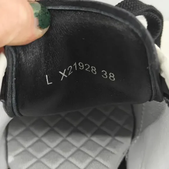 ChanelCalfskin Suede CC Womens Sneakers 38 White Black